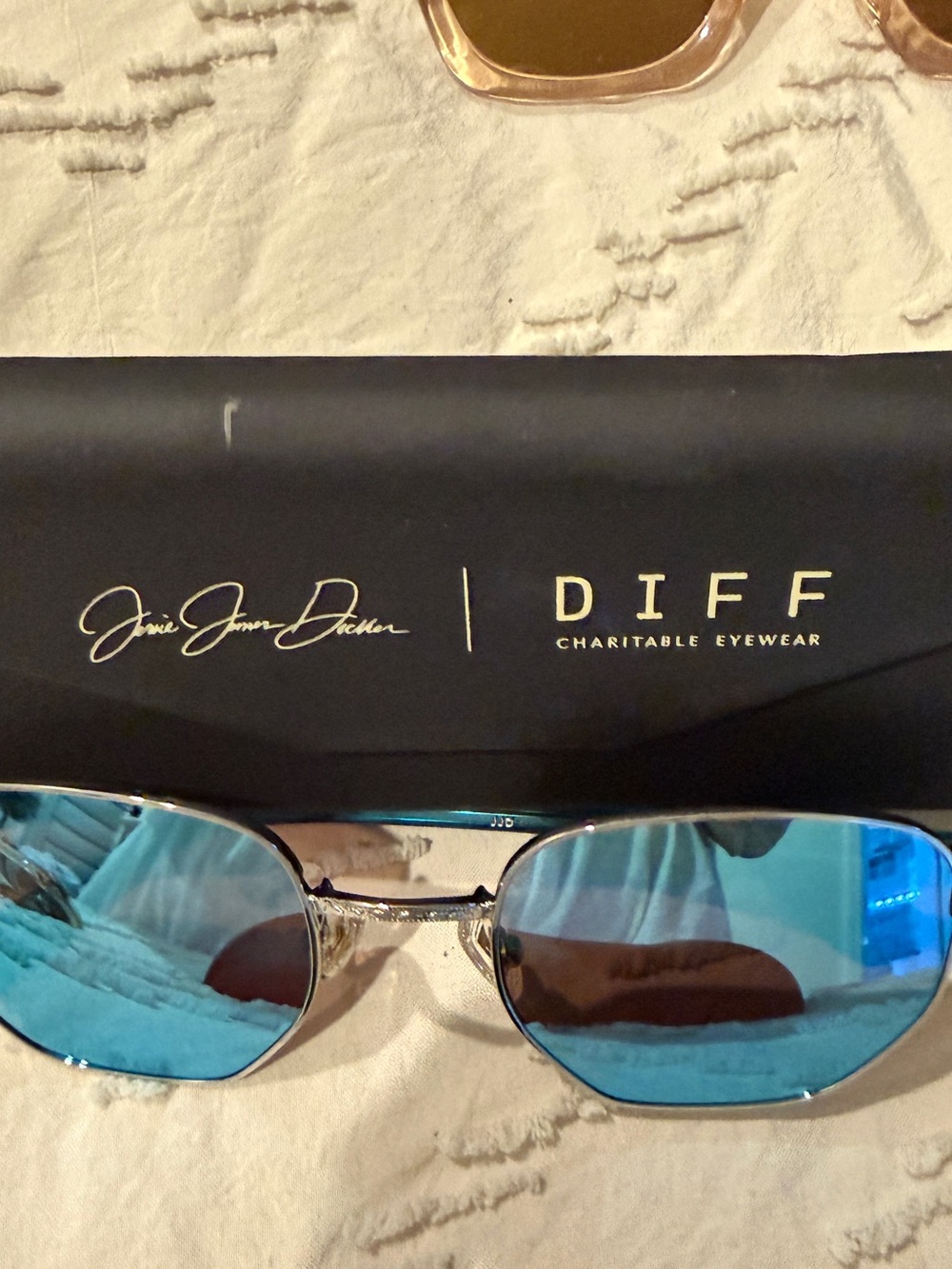 Diff Eyewear Silver Frame Sunglasses with Blue Lenses